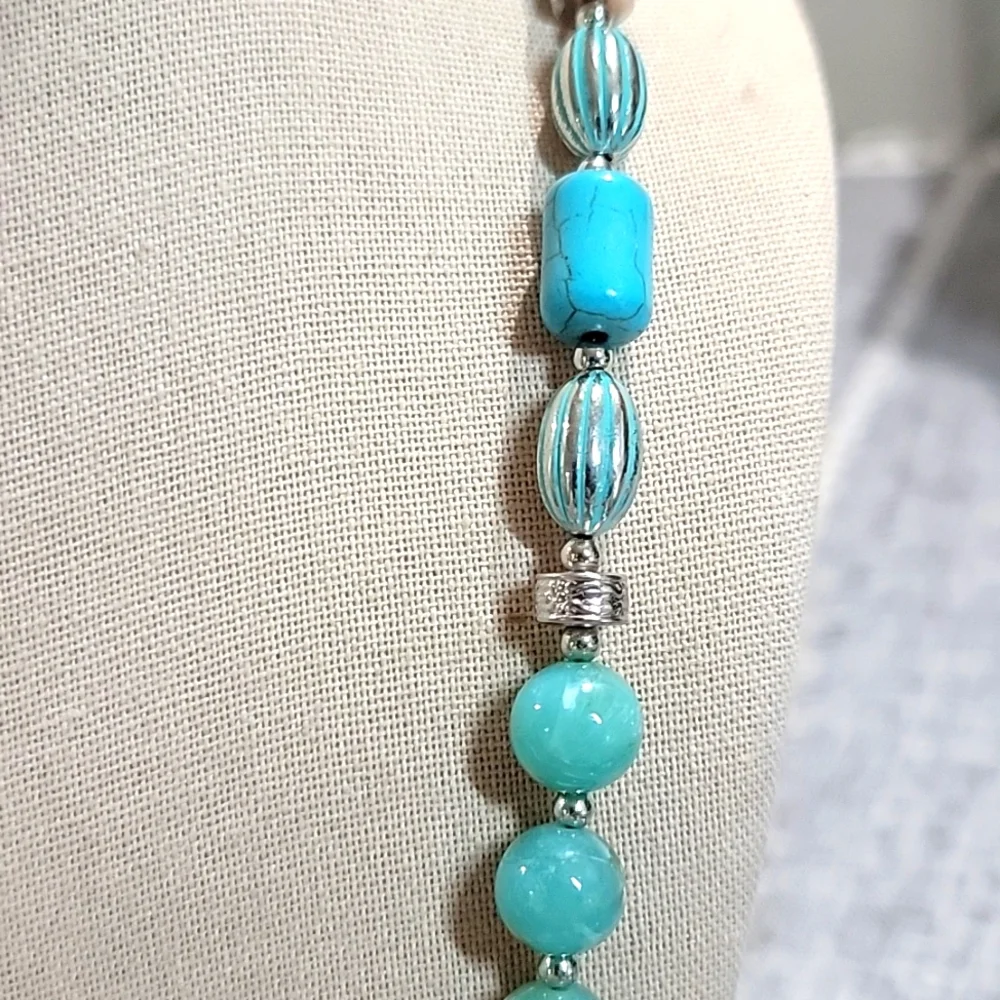 Chicos Turquoise Beaded Necklace 36